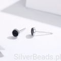 srebrne kolczyki sztyfty czarne koła