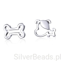 Srebrne kolczyki piesek z kostką sztyfty srebro 925