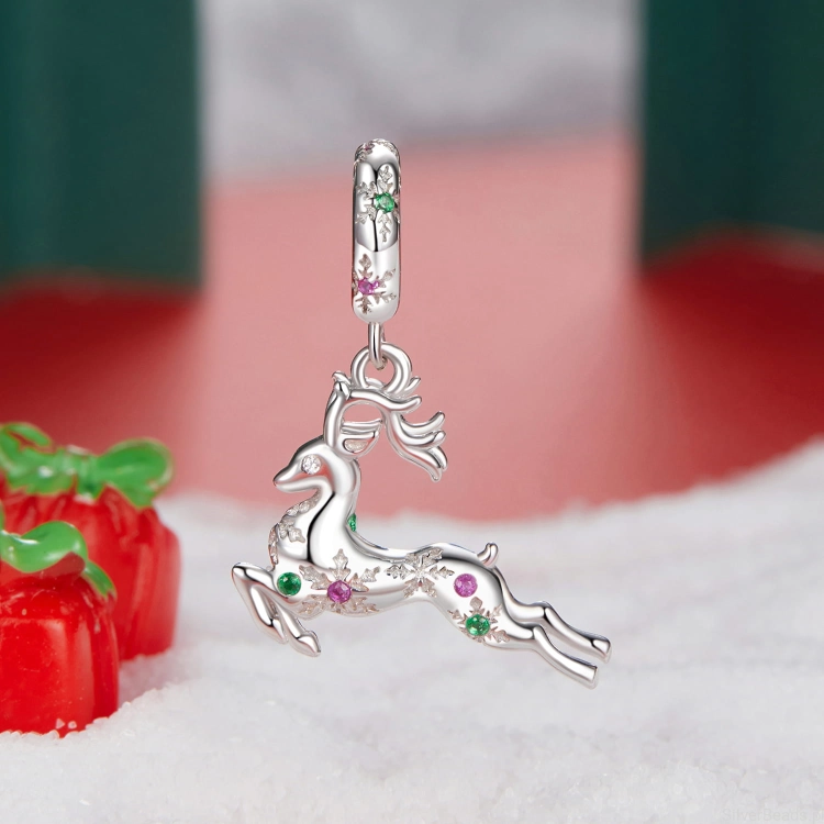 Srebrna zawieszka charms renifer świętego Mikołaja
