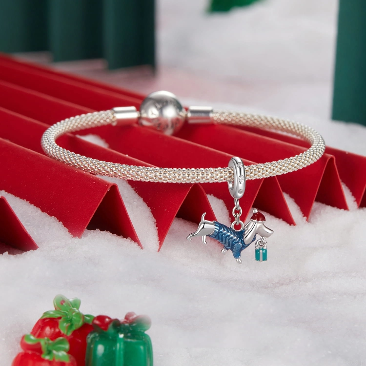 srebrny charms próba 925 świąteczny piesek