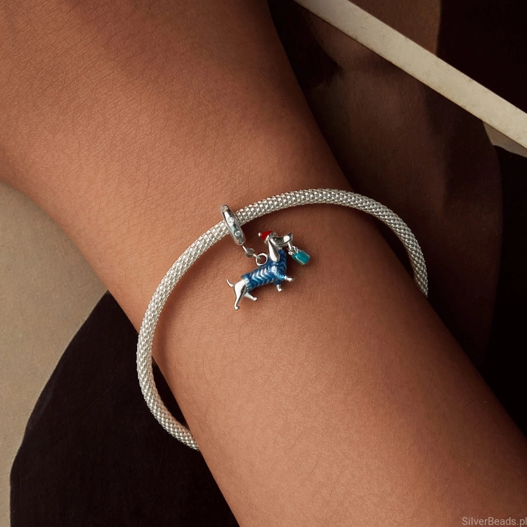 Charms srebro 925 świąteczny piesek koralik do bransoletki modułowej charms