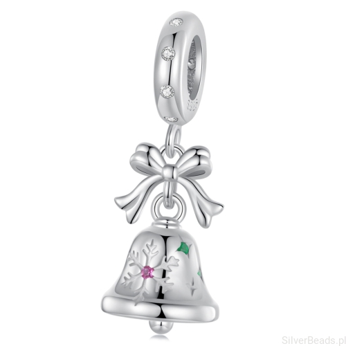 Srebrna zawieszka dzwoneczek do sań świętego Mikołaja srebro 925 beads koraliki