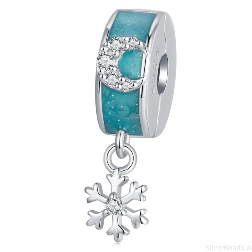 Spinka ze śnieżynką srebrny charms do bransoletki srebro 925