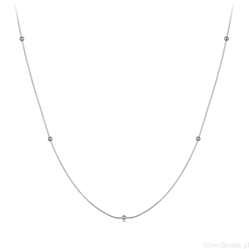 Srebrny naszyjnik o splocie wężyk z kuleczkami srebro 925