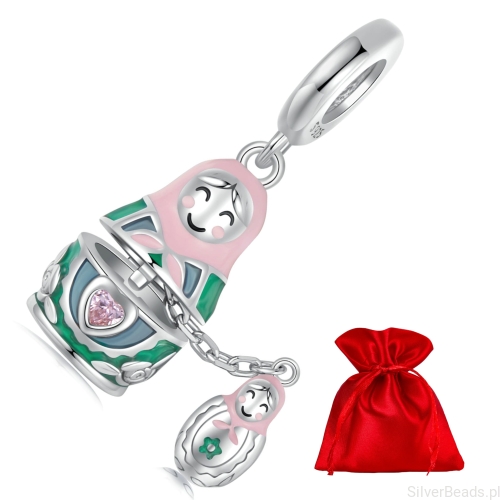 Elegancki satynowy woreczek gratis do każdego zamówienia koralików charms  emaliowana matrioszka