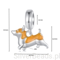 Wielkość zawieszki charms ze srebra próby 925 koralik piesek Corgi