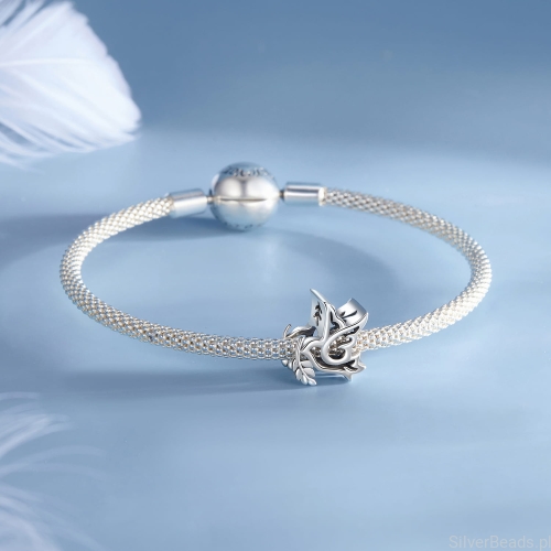 Uniwersalny charms Gołąbek z gałązką oliwną  do bransoletek modułowych Pandora, Apart, Yes, Kruk i innych.