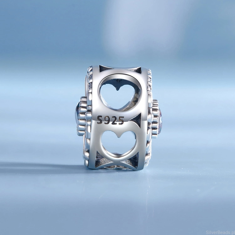 srebrny charms próba 925 Symbol pokoju z serduszkiem