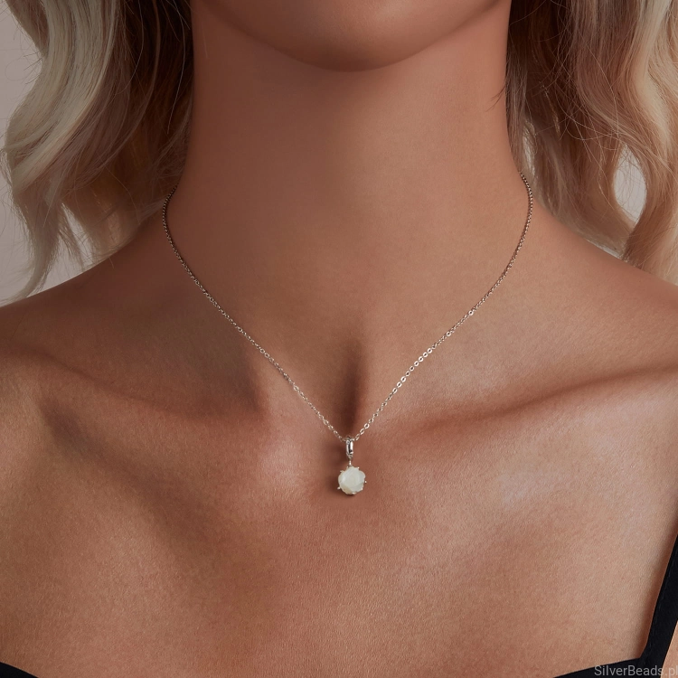 srebrny charms próba 925 biała różyczka