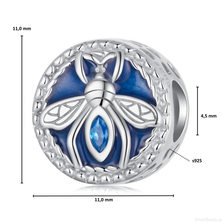 Wymiary koralika charms ze srebra próby 925 beads ozdobny guzik z pszczółką