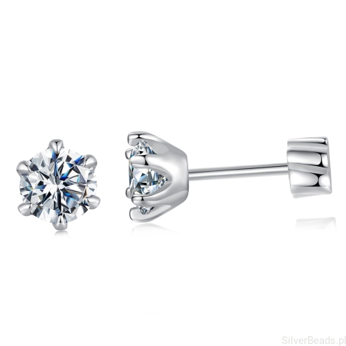 Srebrne kolczyki Moissanity 5x5mm 0,5 ct srebro 925 rozmiar M