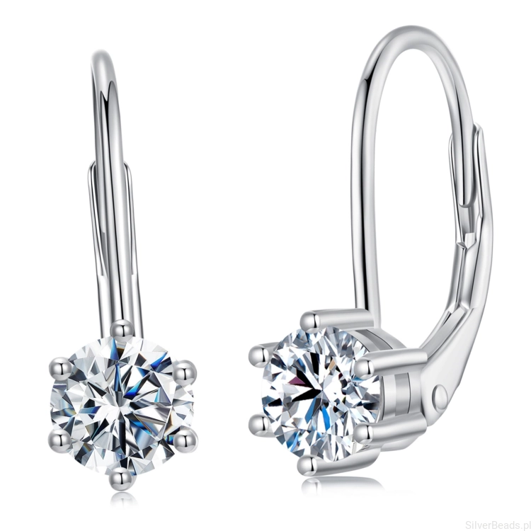 Eleganckie srebrne kolczyki z Moissanitami 0,5 ct bigle zamykane srebro 925