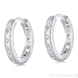 Srebrne kolczyki szczotkowane koła w kryształy zatrzaski srebro 925