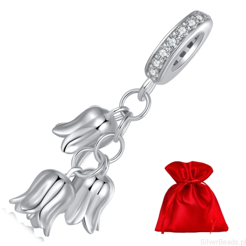Elegancki satynowy woreczek gratis do każdego zamówienia koralików charms  z trzema liliami