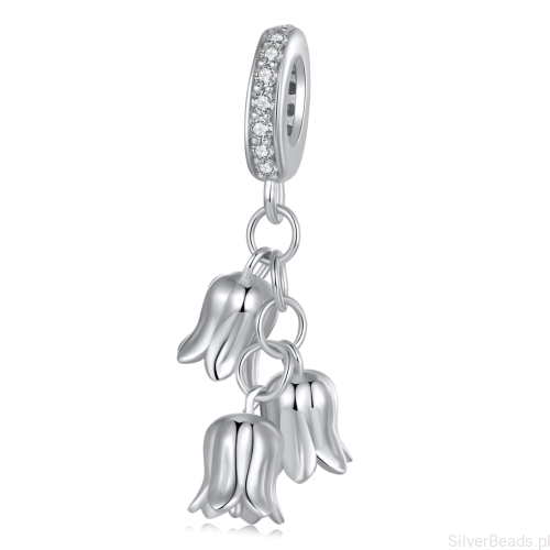 Srebrna zawieszka z trzema liliami srebro 925 charms koralik