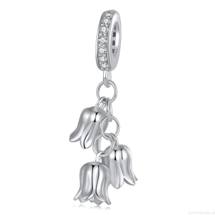 Srebrna zawieszka z trzema liliami srebro 925 charms koralik