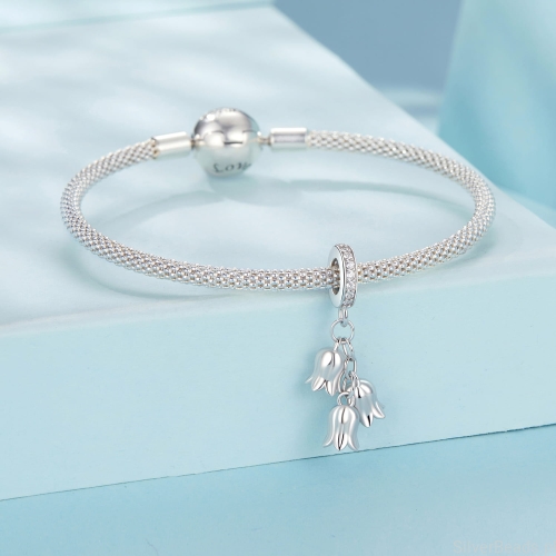 Charms srebro 925 z trzema liliami koralik do bransoletki modułowej charms