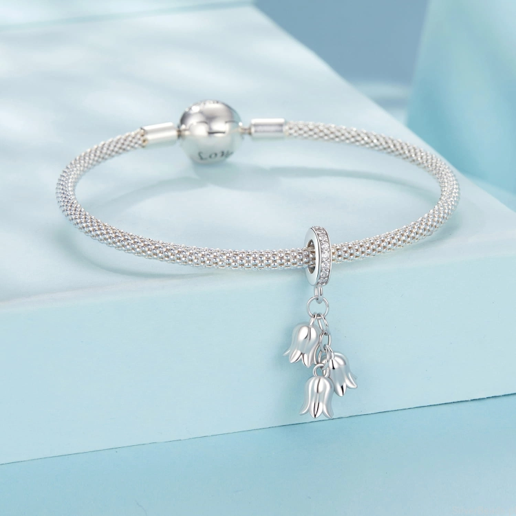 Charms srebro 925 z trzema liliami koralik do bransoletki modułowej charms
