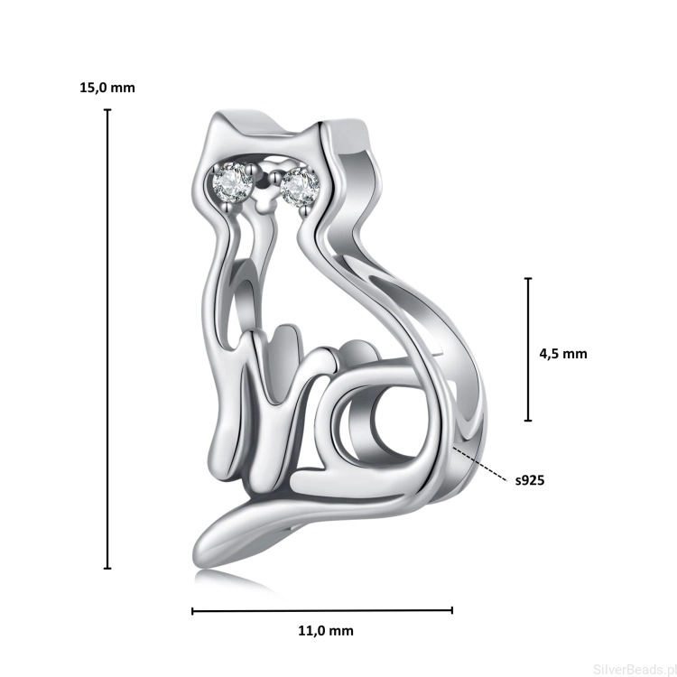 Wymiary koralika charms ze srebra próby 925 beads kotek z kryształowymi oczami