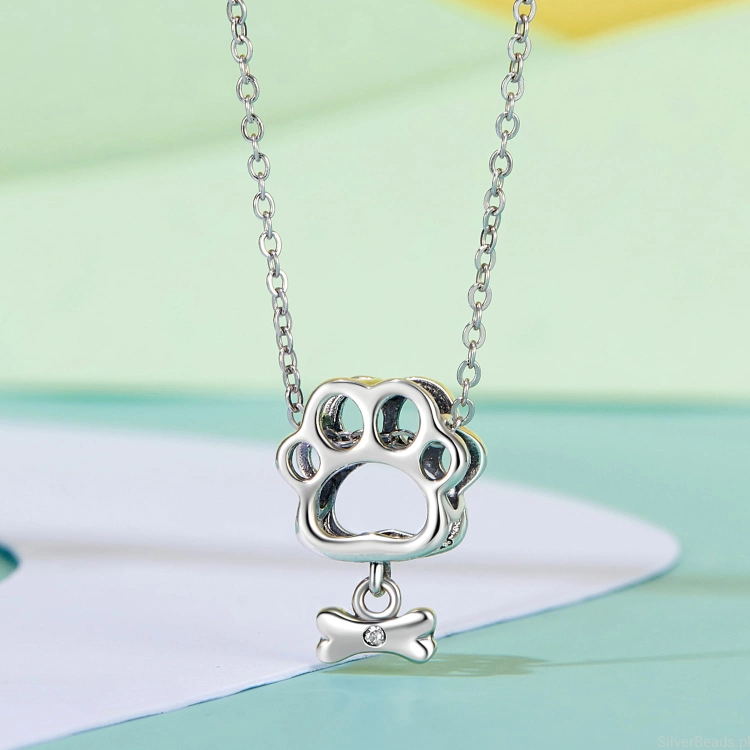 Charms srebro 925 łapka pieska z kostką koralik do bransoletki modułowej charms