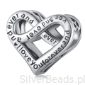 Srebrny charms serce z grawerem ,,I love you forever and ever" koralik srebro 925 beads