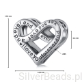 Wymiary koralika charms ze srebra próby 925 beads serce z grawerem