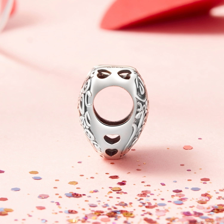 srebrny charms do bransoletki modułowej serce z napisem ,,I love u forever"