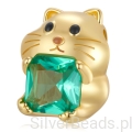 Srebrny charms pozłacany uroczy chomik z kryształem koralik srebro 925 beads