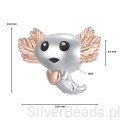 Wymiary koralika charms ze srebra próby 925 beads pozłacany axolotl z serduszkiem