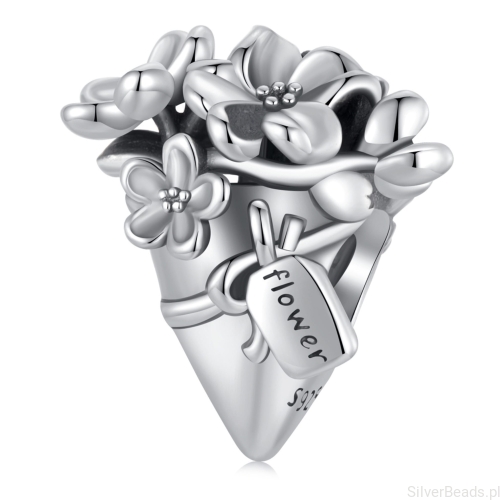 Charms ze srebra bukiet kwiatów koralik srebro 925 beads