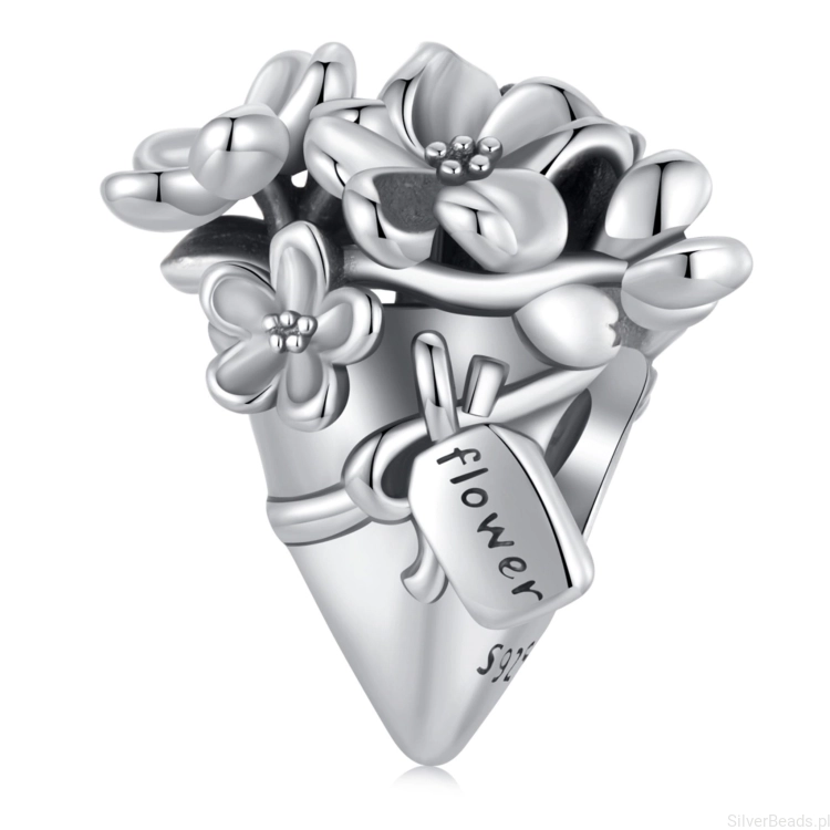 Charms ze srebra bukiet kwiatów koralik srebro 925 beads