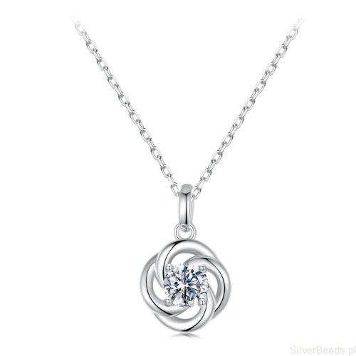 Srebrny naszyjnik zawieszka koniczynka z Moissanitem 0,5 ct srebro 925