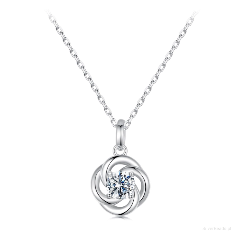 Srebrny naszyjnik zawieszka koniczynka z Moissanitem 0,5 ct srebro 925