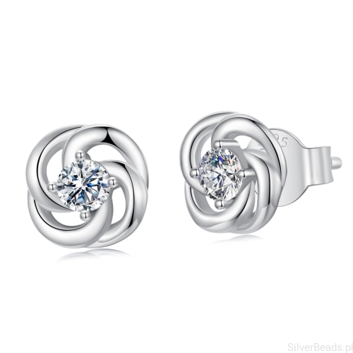 Srebrne kolczyki koniczynki Moissanity 0,1 ct srebro 925