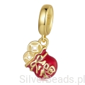 Srebrna zawieszka pozłacana sakiewka pieniędzy beads koraliki srebro 925