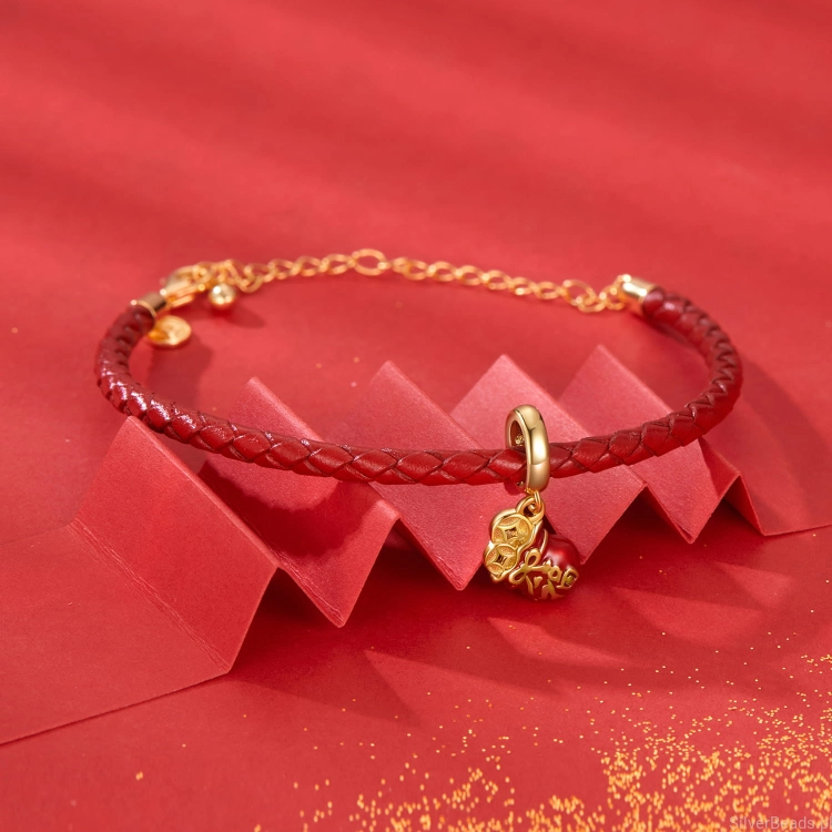 Charms srebro 925 pozłacane worek pieniędzy koralik do bransoletki modułowej charms
