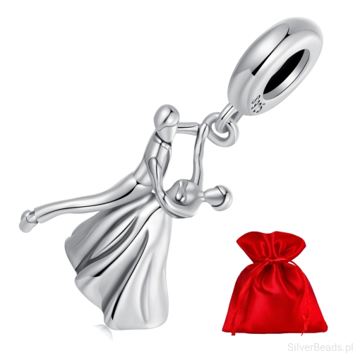 Elegancki satynowy woreczek gratis do każdego zamówienia koralików charms   tańcząca para
