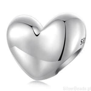 Srebrny charms asymetryczne serduszko koralik beads srebro 925
