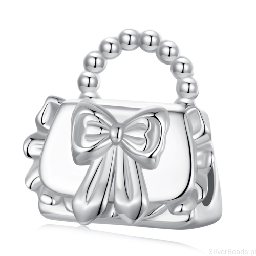 Srebrny charms torebka w kokardki koralik beads srebro 925