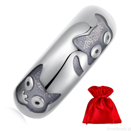 Elegancki satynowy woreczek gratis do każdego zamówienia koralików charms  z kotkami