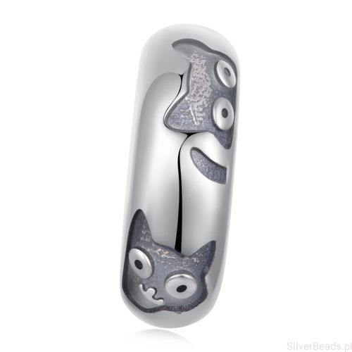Srebrny stoper charms z kotkami stoper do bransoletki srebro 925