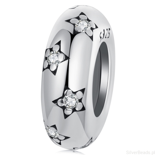 Srebrny stoper charms w gwiazdki stoper do bransoletki srebro 925