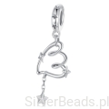 Srebrna zawieszka zakręcone serduszko z gwiazdkami beads koralik srebro 925