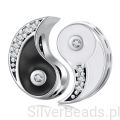 Srebrny charms kryształowe dwie połówki Yin Yang koralik beads srebro 925