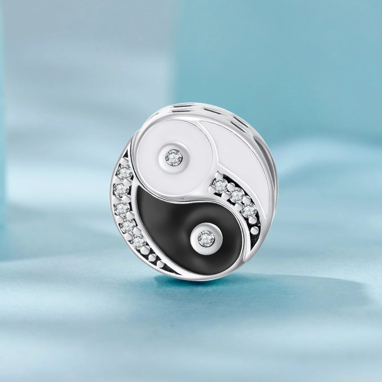 Charms ze srebra próby 925 kryształowe dwie połówki Yin Yang