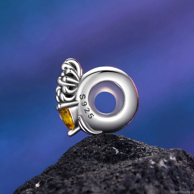 Charms srebro 925 pomarańczowe serce i kwiat chryzantemy koralik do bransoletki modułowej charms