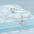 Charms ze srebra próby 925 klapek Crocs i tęczowy królik