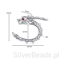 Wymiary wielkość srebrnych kolczyków. Srebrne kolczyki  smok z czerwonymi oczami