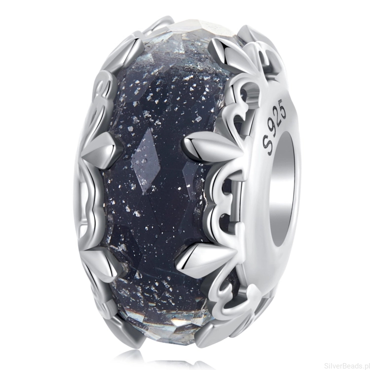 Srebrny charms ze szkła Murano z irysami srebrny koralik beads srebri 925