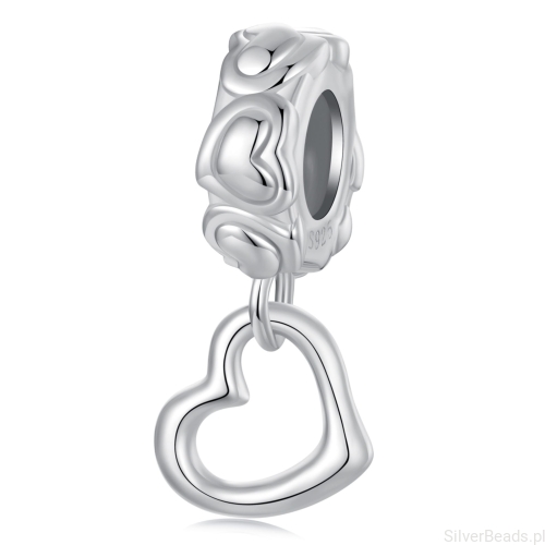 Stoper charms z wiszącym serduszkiem stoper do bransoletki srebro 925